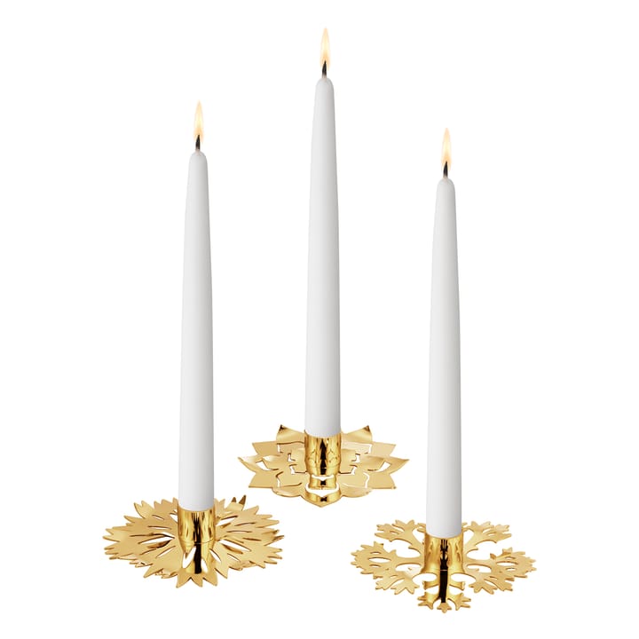 Ice Flower lysestage 3 dele - Forgyldt - Georg Jensen
