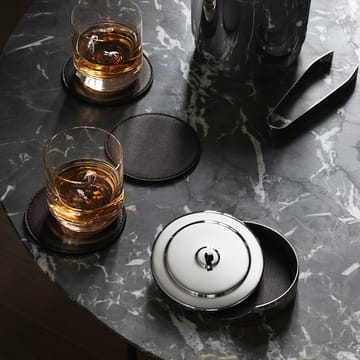 Manhattan glasbrikker 4-pak - Brunt læder - Georg Jensen