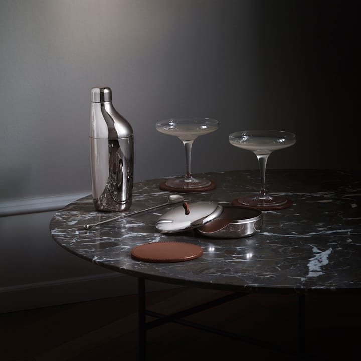 Sky glasbrikker 4-pak, Brunt læder Georg Jensen