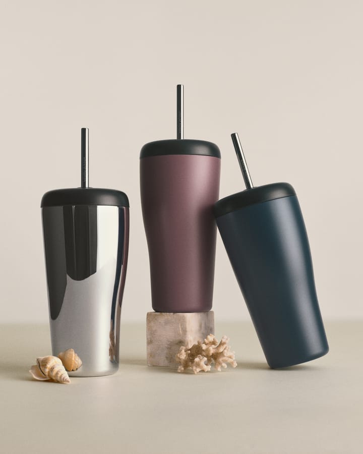 Sky termokop med sugerør 40 cl, Blå Georg Jensen