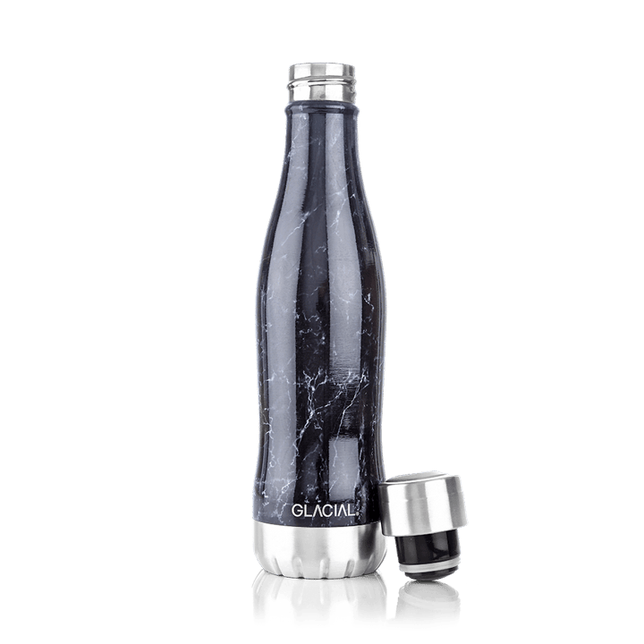 Glacial vandflaske 400 ml - Black marble - Glacial
