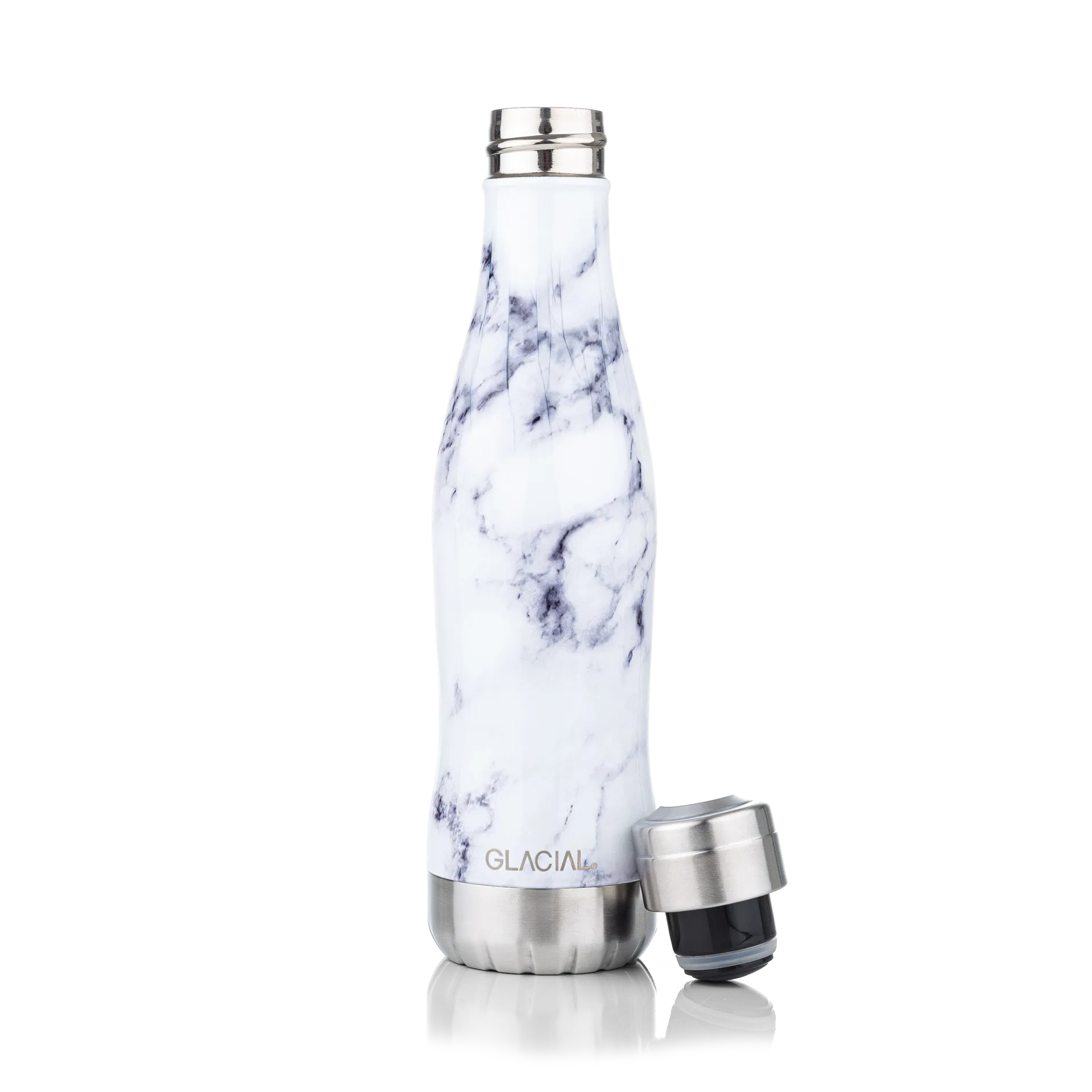 Glacial vandflaske 400 ml, White marble Glacial