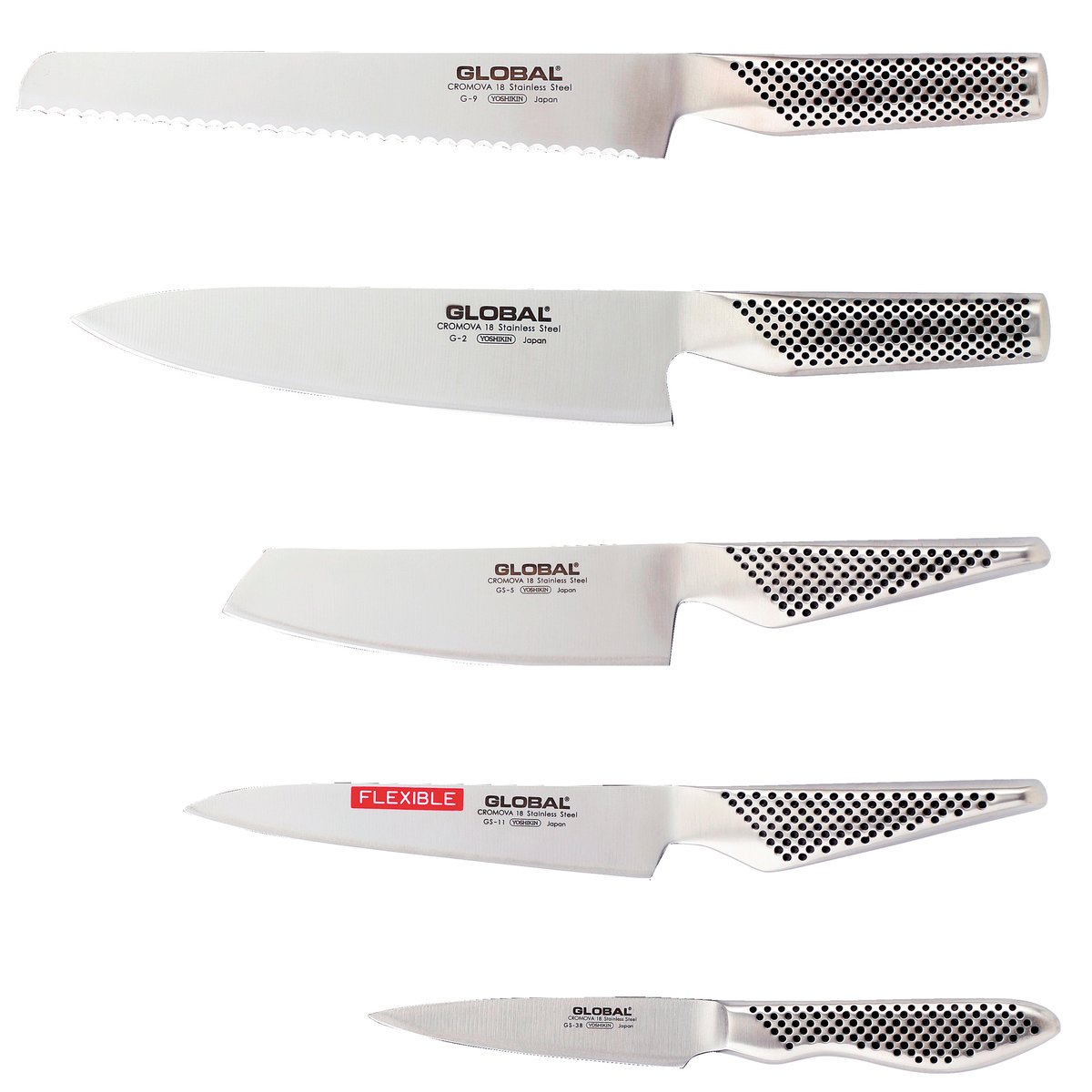 Global Global G-2951138R knivsæt, 5 knive Rustfrit stål