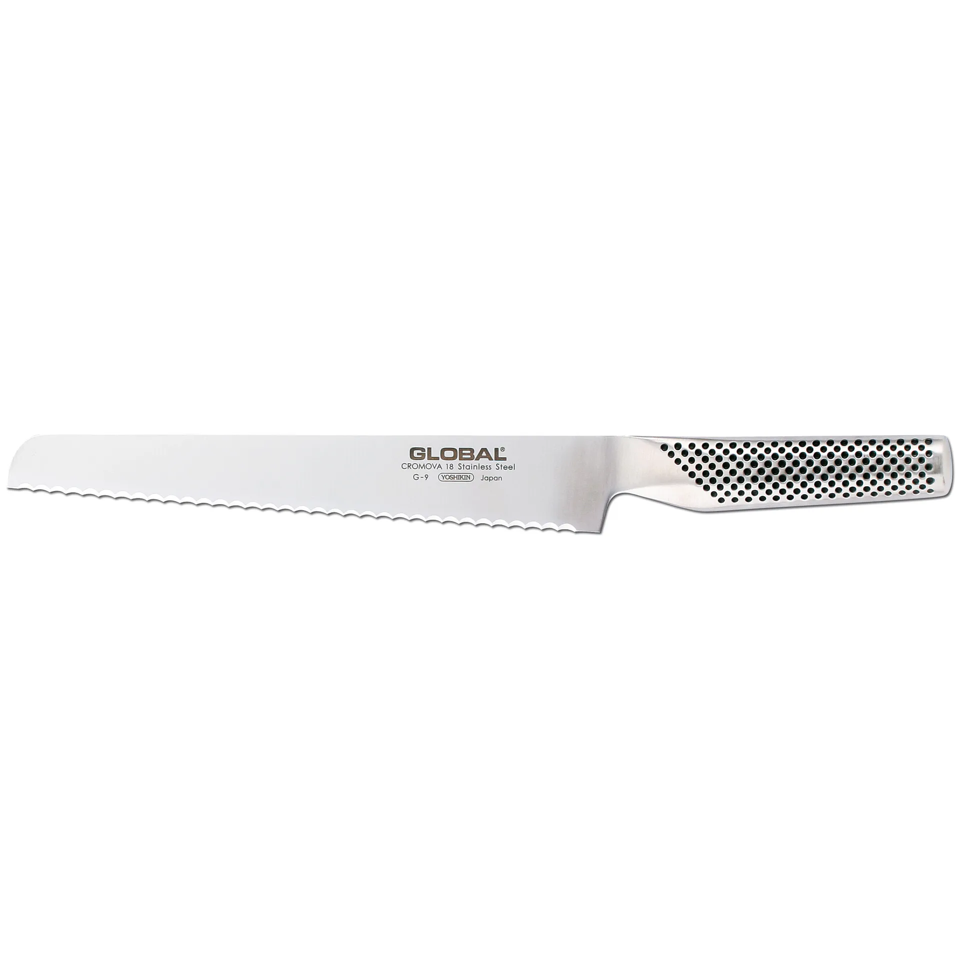 Global G-9R brødkniv 22 cm savtakket æg, Rustfrit stål Global