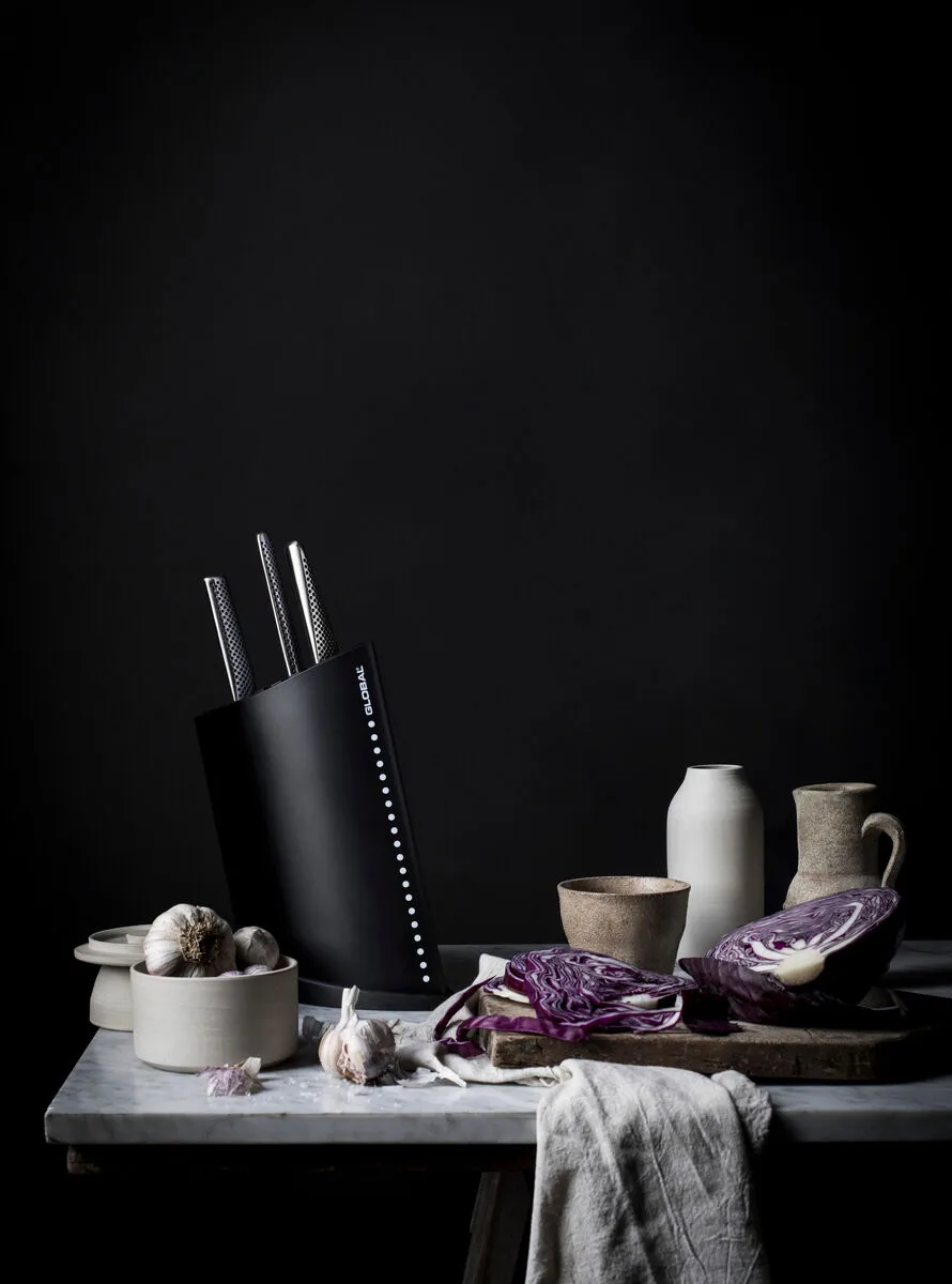 Global GKB-52 knivblok 9+1, Sort Global