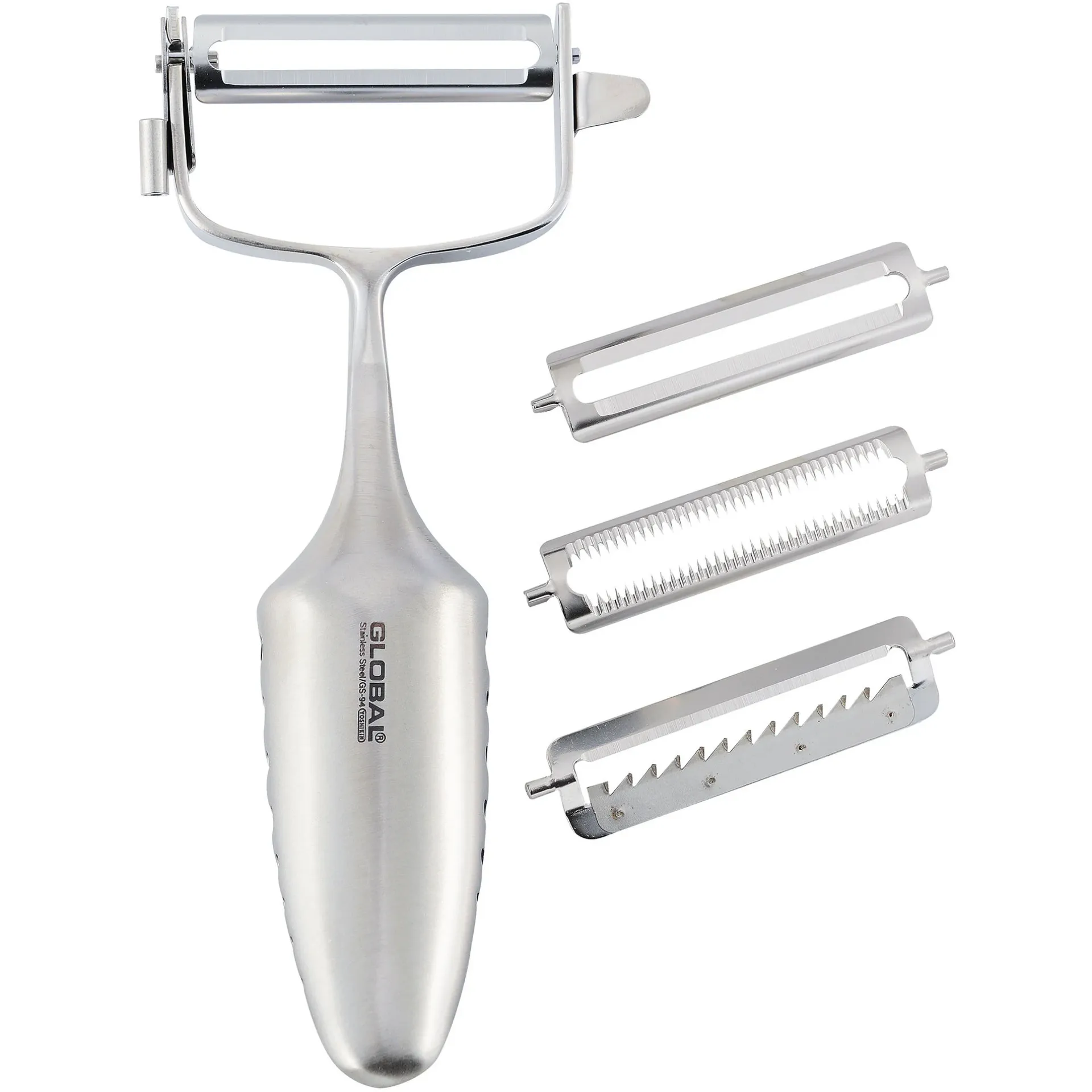 Global GS-94 skræller T-model med 3 udskiftelige blade, Rustfrit stål Global