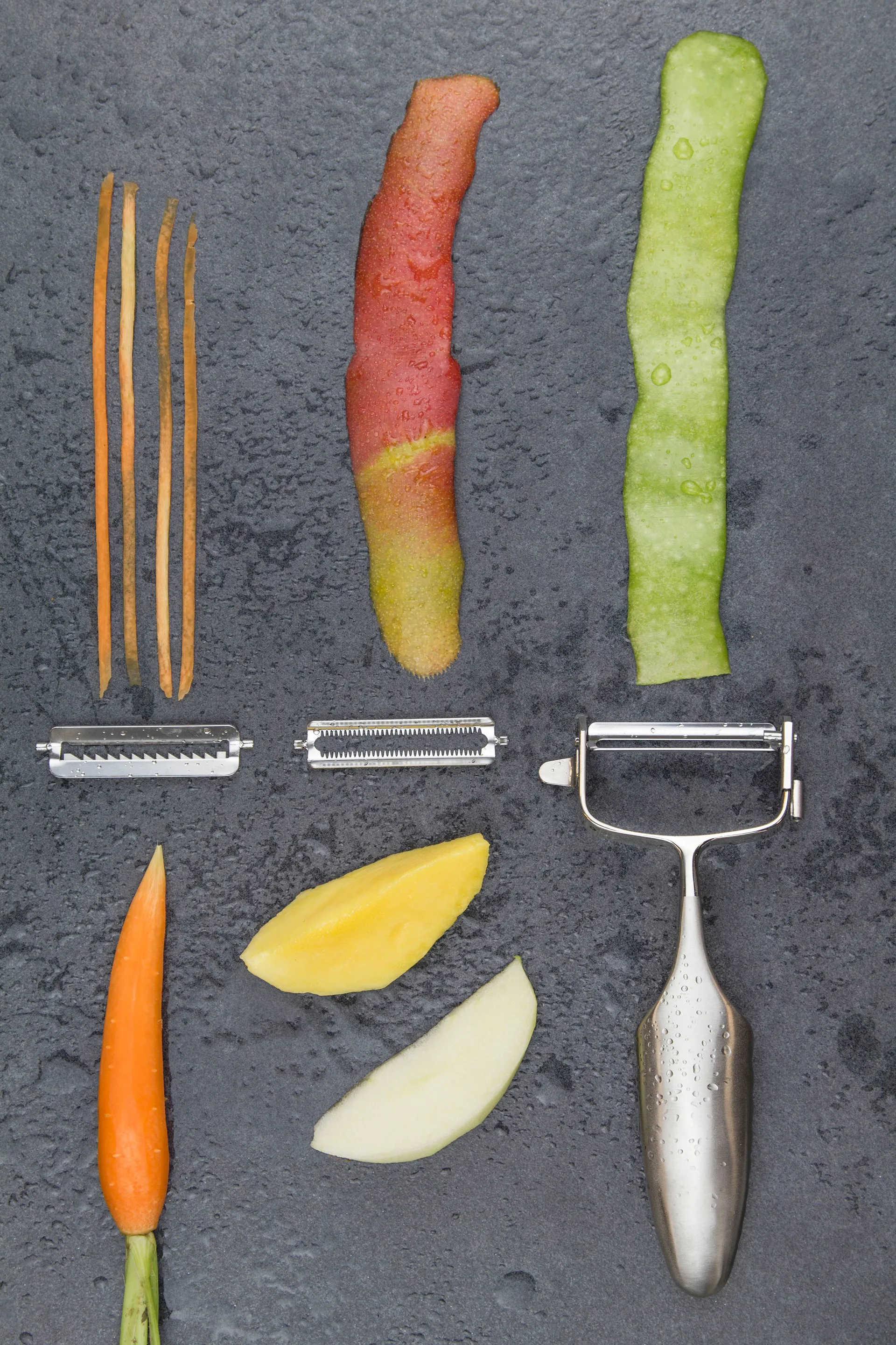 Global GS-94 skræller T-model med 3 udskiftelige blade, Rustfrit stål Global