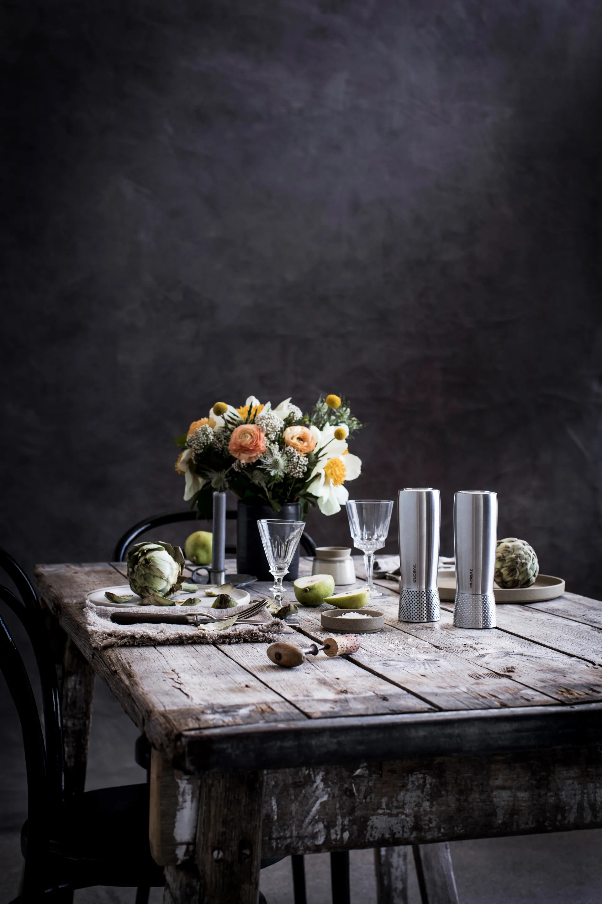 Global salt- og peberkværnsæt 18 cm, Rustfrit stål Global