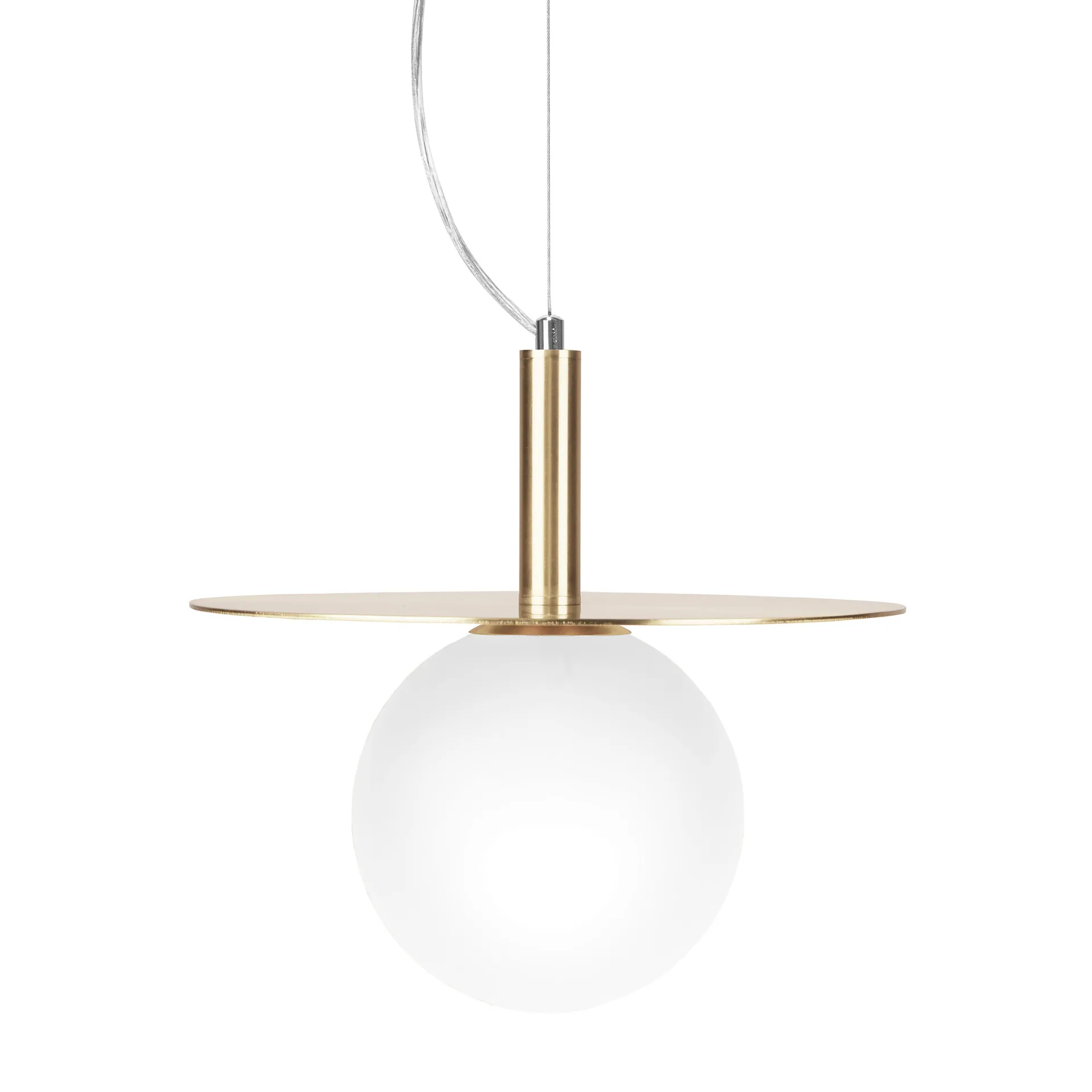 Art Deco loftslampe, Messing/Opalglas Globen Lighting