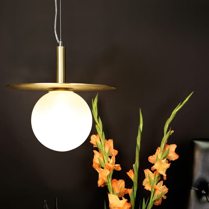 Art Deco loftslampe, Messing/Opalglas Globen Lighting