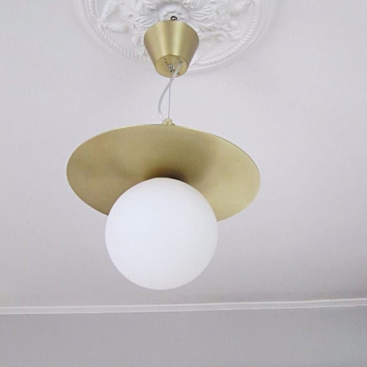 Art Deco loftslampe, Messing/Opalglas Globen Lighting