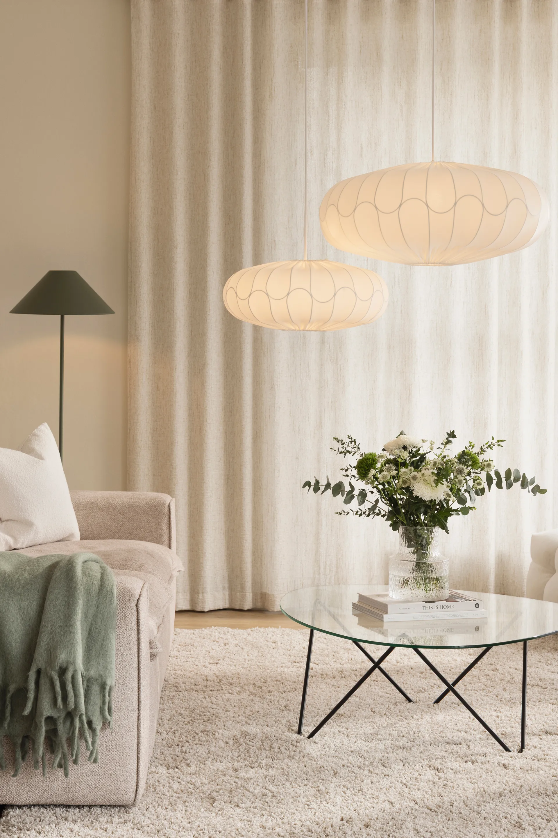 Bladverk lampeskærm Ø50 cm, Hvid Globen Lighting