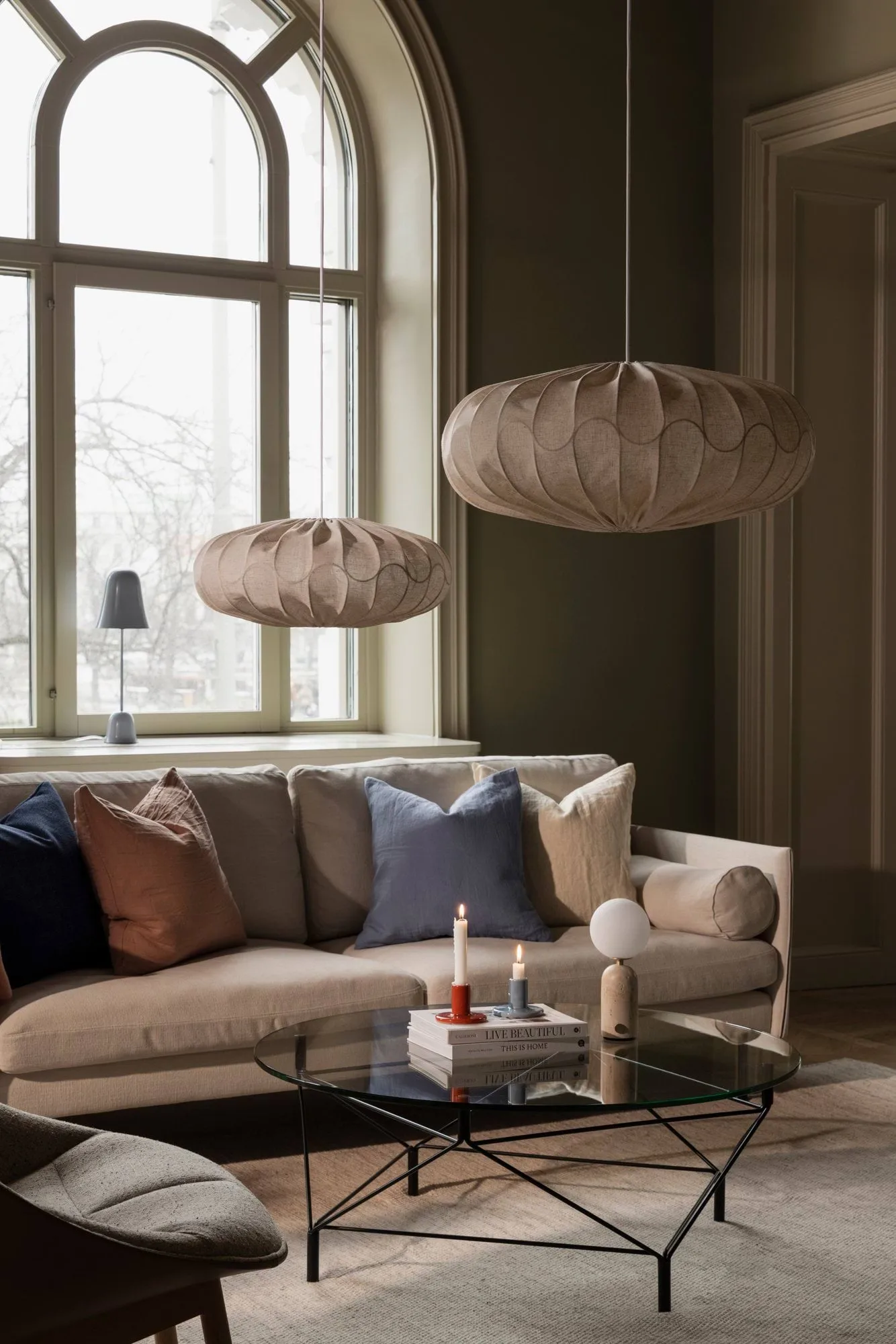 Bladverk lampeskærm Ø70 cm, Beige Globen Lighting