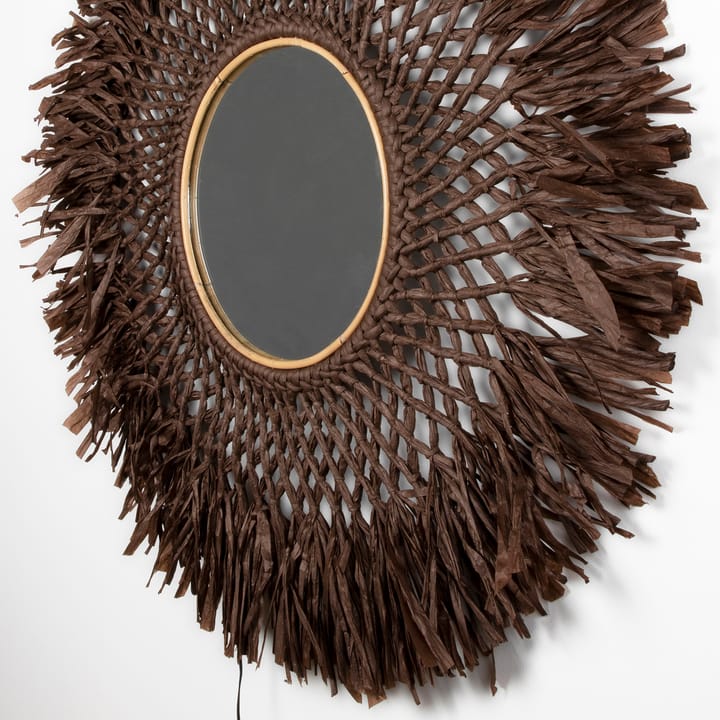 Boho væglampe med spejl Ø90 cm, Brun Globen Lighting
