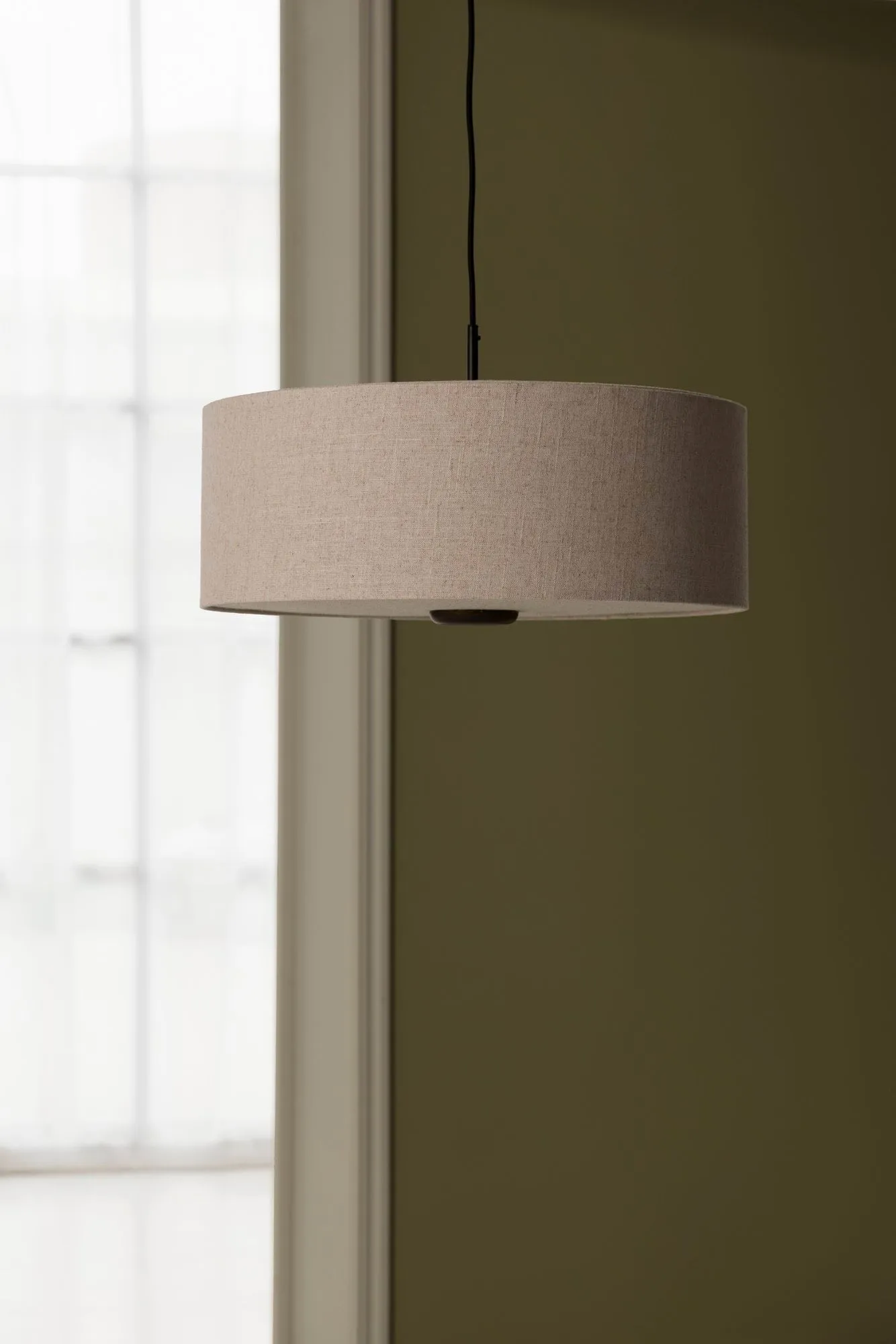 Bosco pendel, Beige, brunbejdset eg, Ø55 cm Globen Lighting