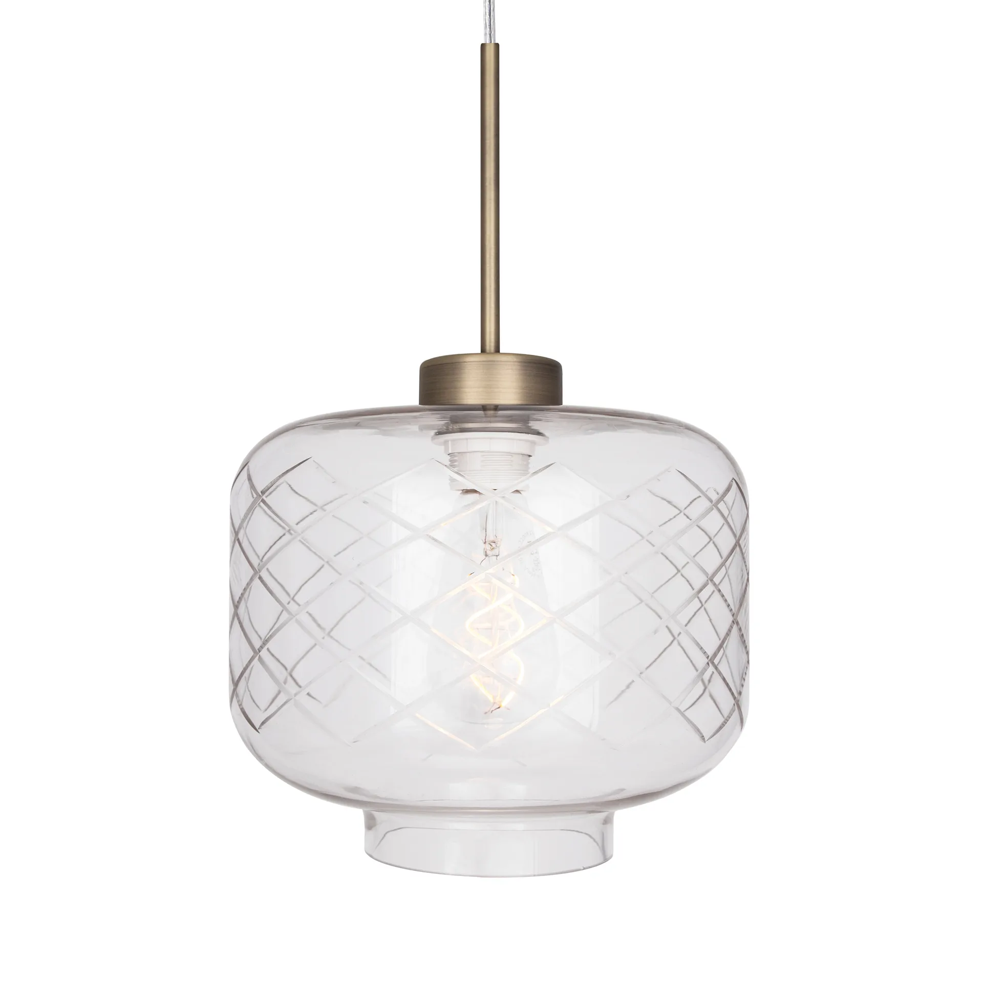 Ritz loftlampe slebet glas, Antique brass Globen Lighting