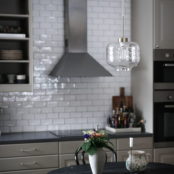 Ritz loftlampe slebet glas, Antique brass Globen Lighting