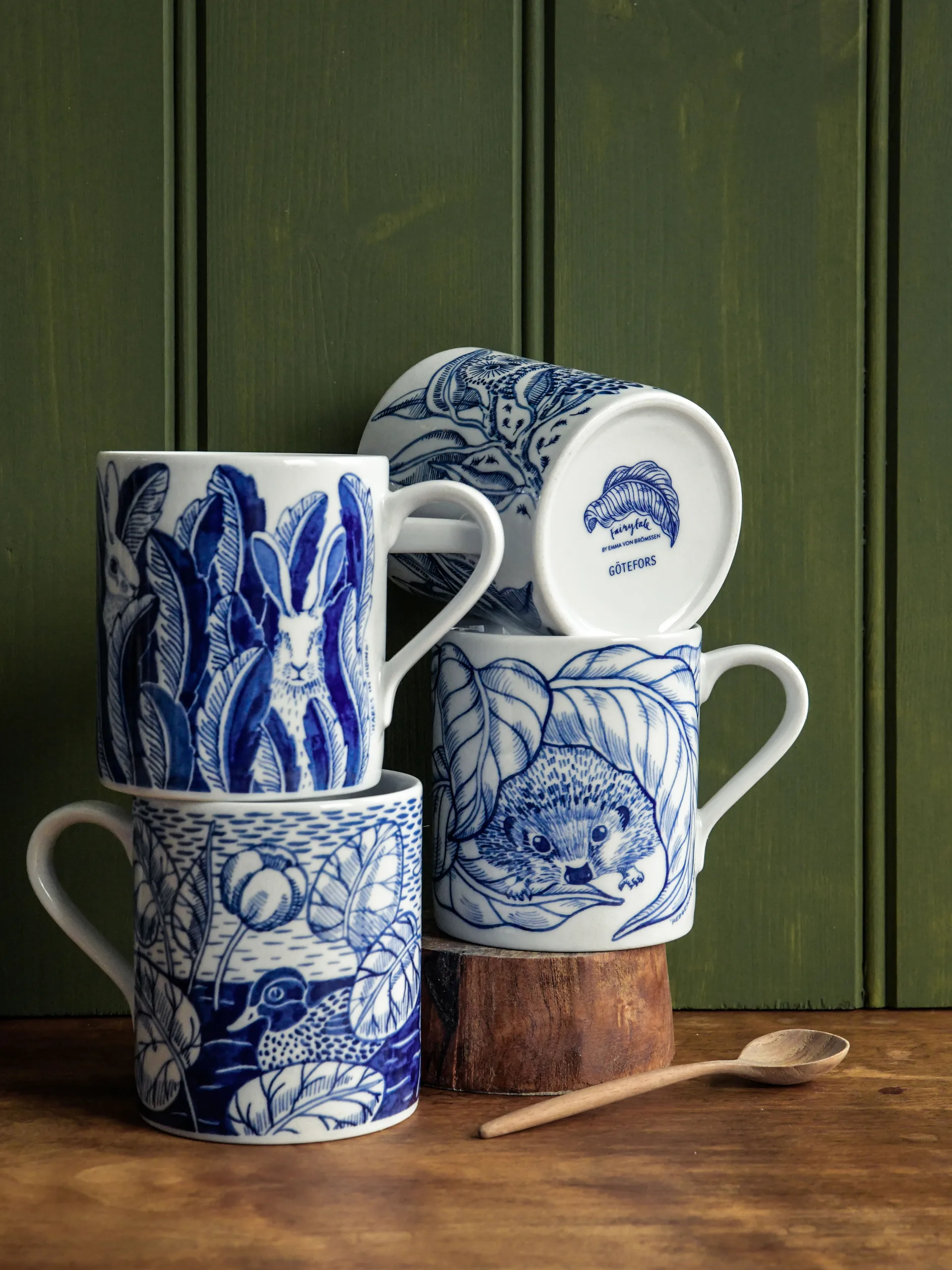 Owls at night krus 35 cl, Blå Götefors Porslin