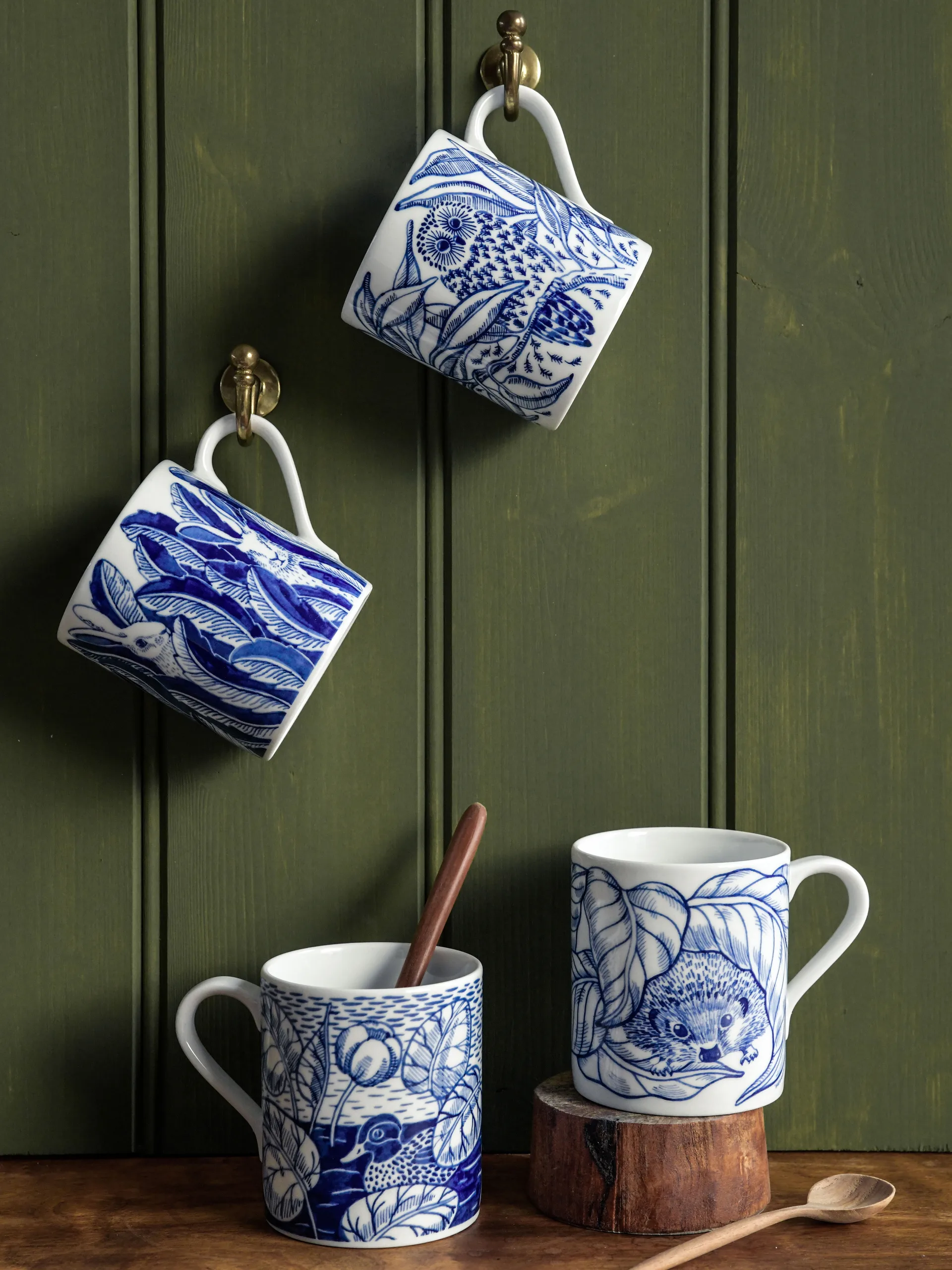 Owls at night krus 35 cl, Blå Götefors Porslin