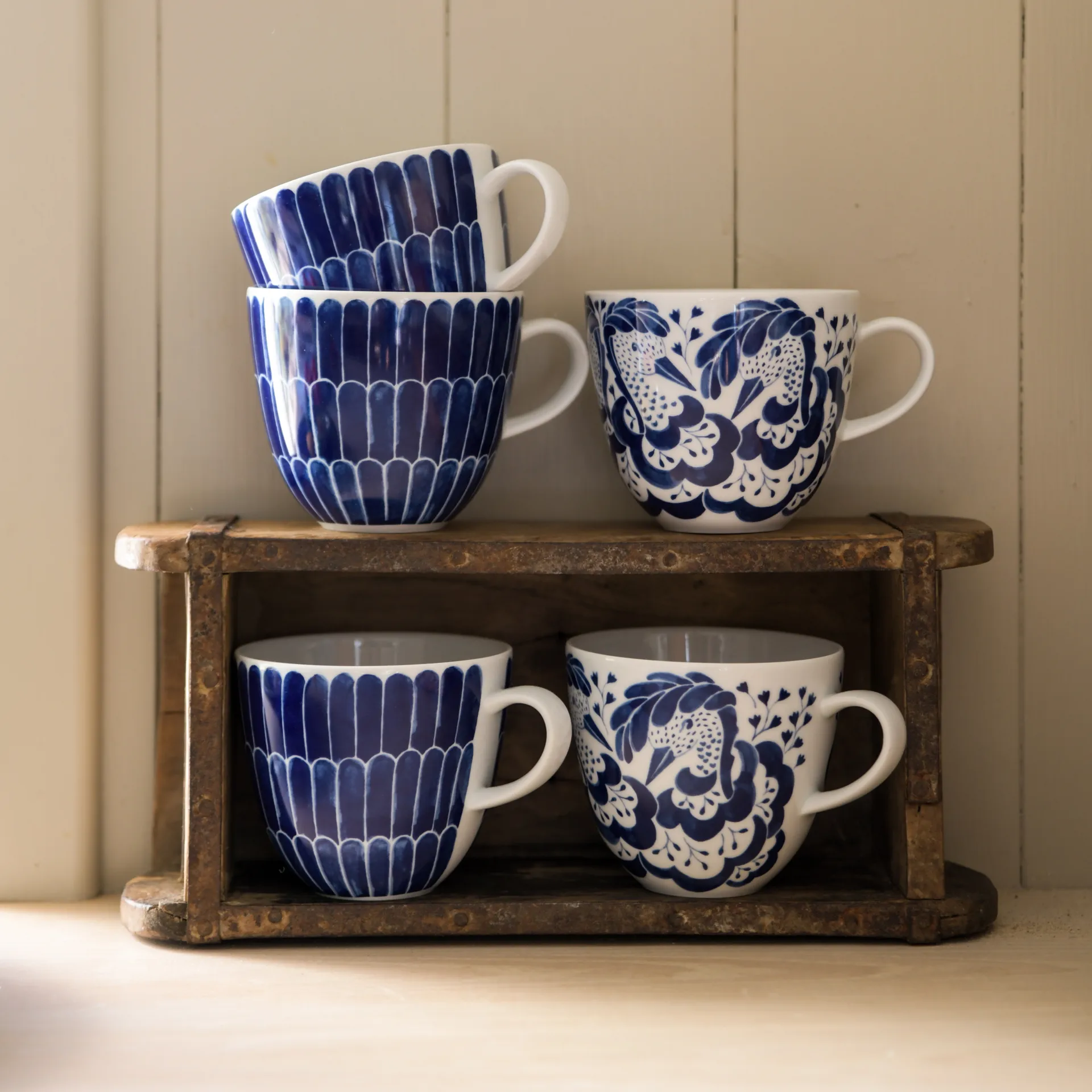 Selma jubilæums krus 41 cl, Blå Götefors Porslin