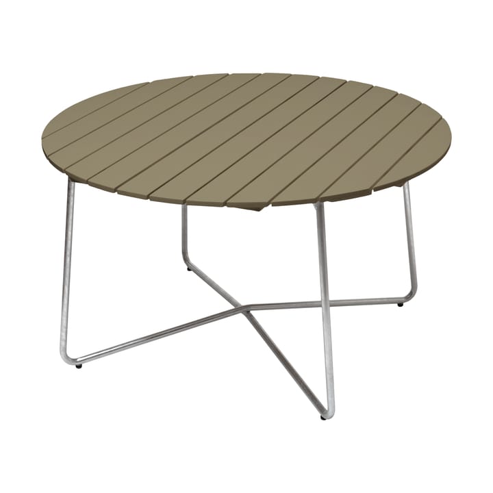 9A spisebord - Lysegrøn eg-varmforzinket stativ Ø120 cm - Grythyttan Stålmöbler