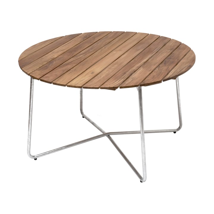 9A spisebord - Teak-varmforzinket stativ Ø120 cm - Grythyttan Stålmöbler