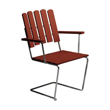 A2 lænestol - Mørkerød lakeret eg-varmforzinket stel - Grythyttan Stålmöbler