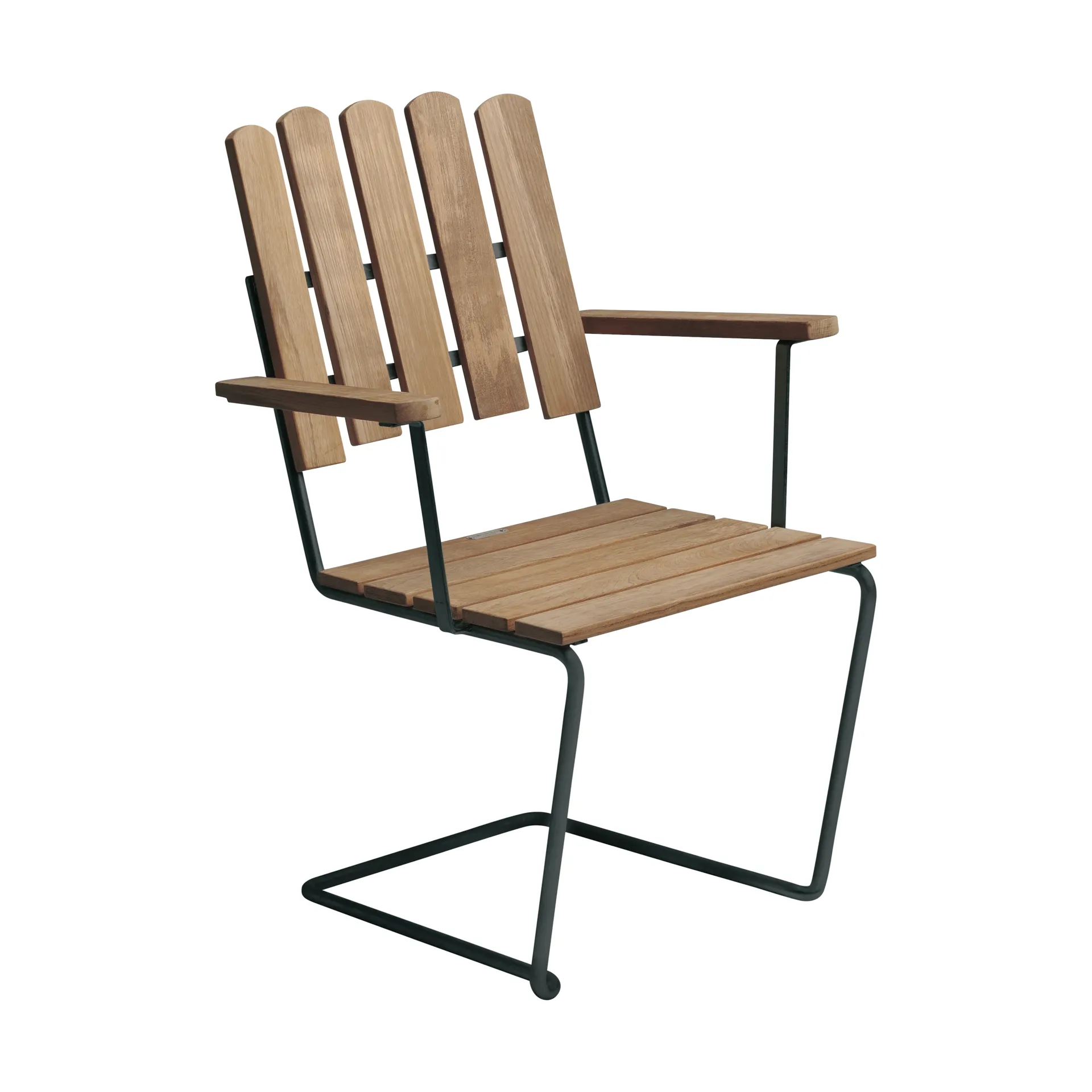 A2 lænestol, Ubehandlet teak-sort Grythyttan Stålmöbler