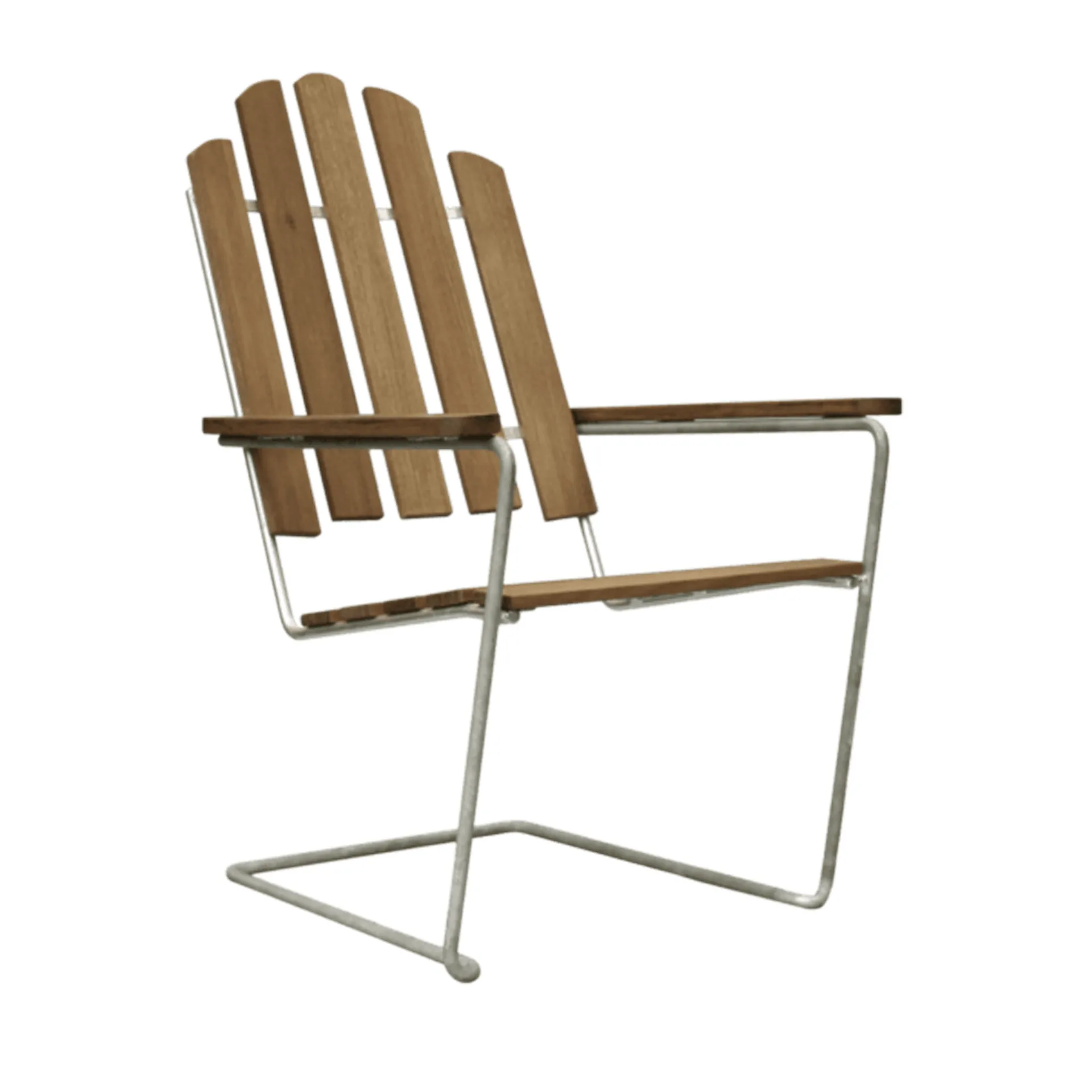A3 solstol, Teak-varmforzinket stativ Grythyttan Stålmöbler