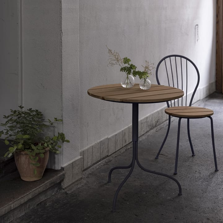 Akleja bord Ø65cm, Teak-mørkegrå stativ Grythyttan Stålmöbler