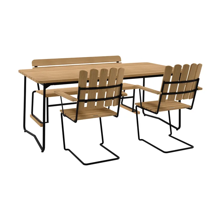 B31 bord 170 cm + 2 A2 lænestol + sofa 3, olieret eg-sort stel - Grythyttan Stålmöbler