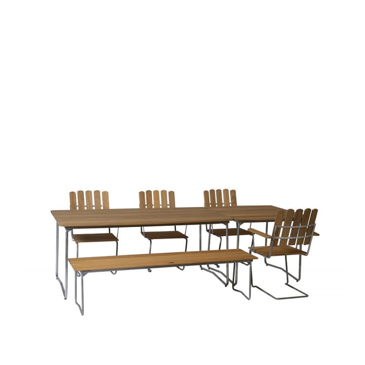 Bänk 9 bænk, Eg olie-170 cm-varmforzinket Grythyttan Stålmöbler
