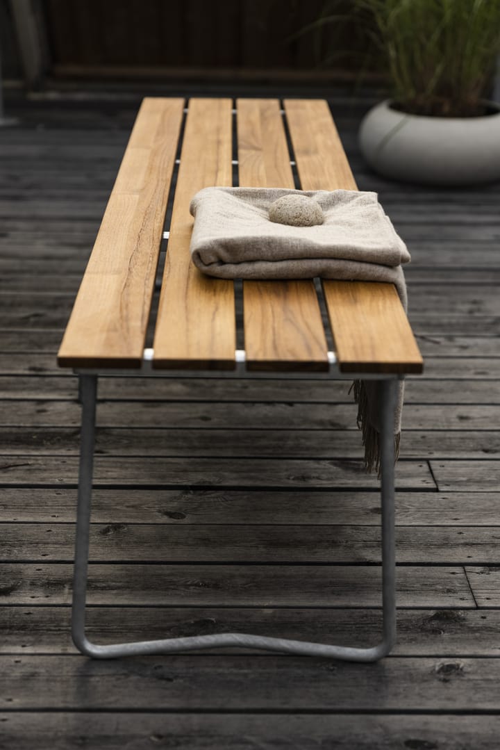 Bänk 9 bænk, Teak-170 cm-varmforzinket Grythyttan Stålmöbler