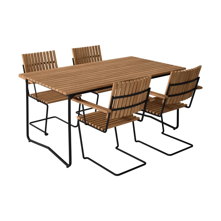 Bovik bord + 4 stole, teak-black - Grythyttan Stålmöbler