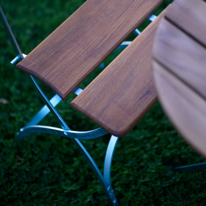 Bryggeri trefodsbord, Teak-varmforzinket stativ Grythyttan Stålmöbler