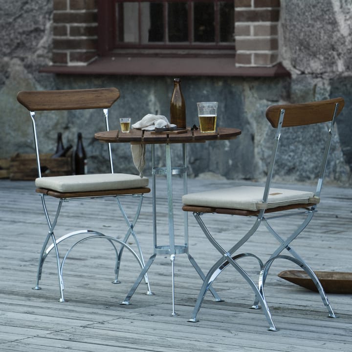 Bryggeri trefodsbord, Teak-varmforzinket stativ Grythyttan Stålmöbler