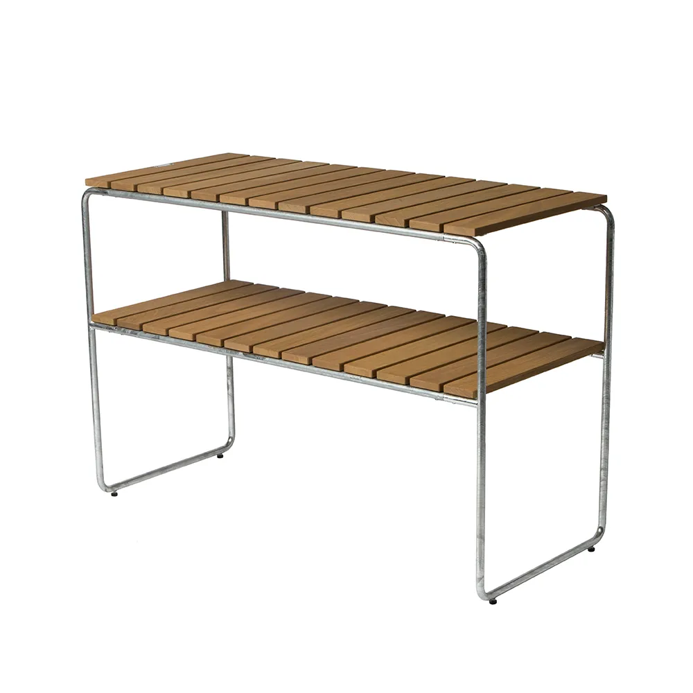 Grythyttan aflastningsbord, Eg olie-varmforzinket stativ Grythyttan Stålmöbler