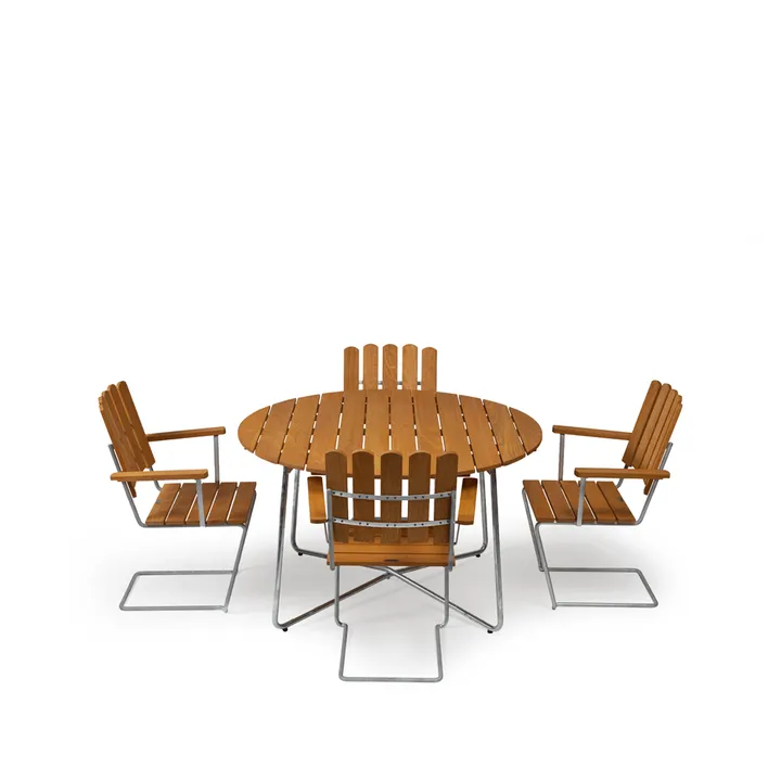 Grythyttan spisegruppe ø120 cm - eg olie - Grythyttan Stålmöbler