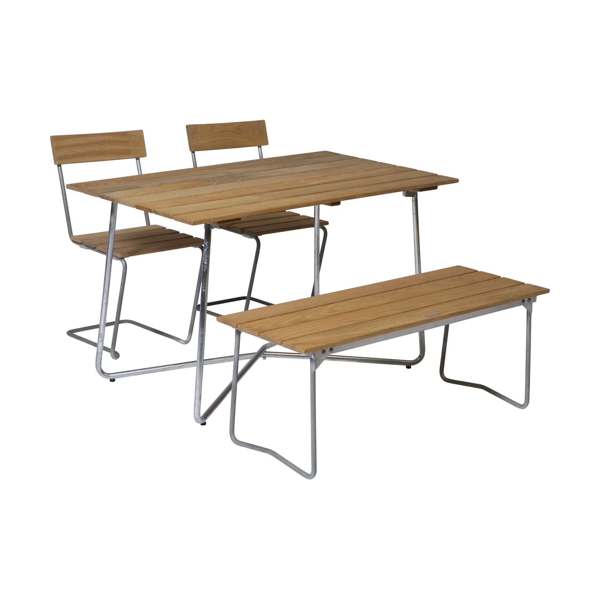 Grythyttan spisegruppe B25A + 2 stk. Stol 1 + Bænk 8 olieret eg,  Grythyttan Stålmöbler