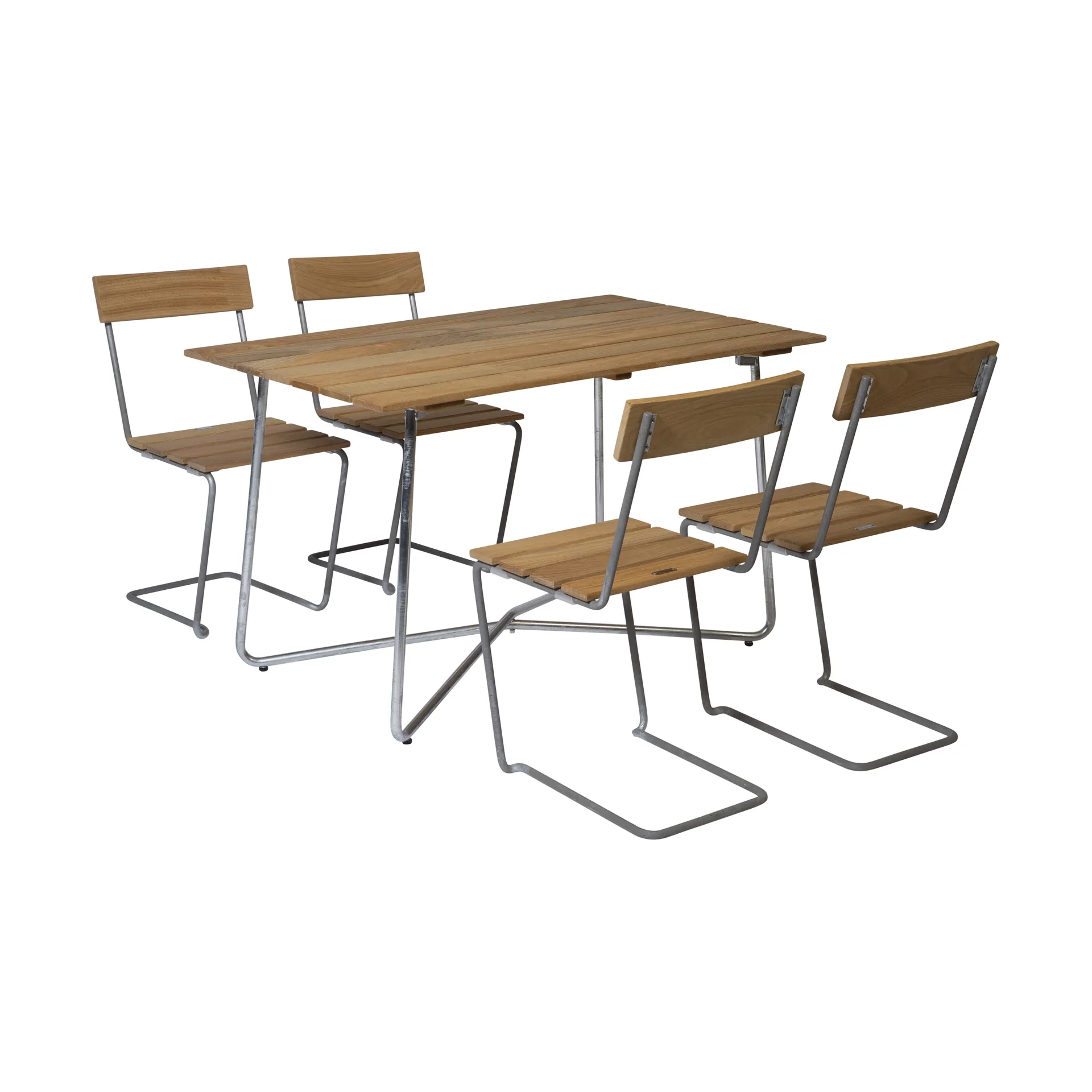 Grythyttan spisegruppe B25A + 4 stk. Stol 1 olieret eg,  Grythyttan Stålmöbler