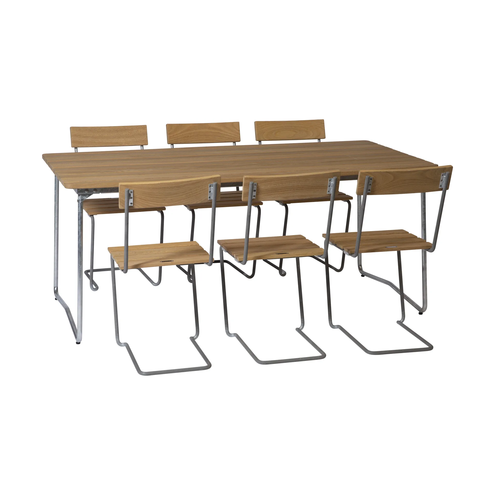 Grythyttan spisegruppe B31 + 6 stk. Stol 1 olieret eg Grythyttan Stålmöbler