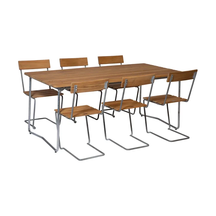Grythyttan spisegruppe B31 + 6 stk. Stol 1 teak - Grythyttan Stålmöbler