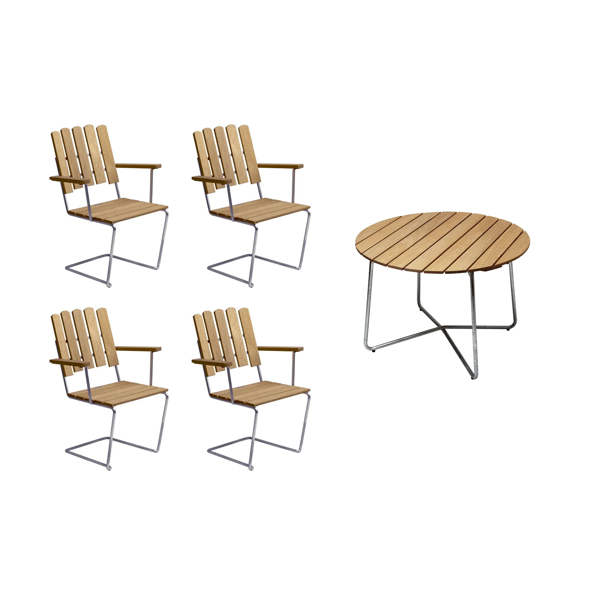 Grythyttan spisegruppe eg 9A Ø100cm + 4 stk. A2,  Grythyttan Stålmöbler