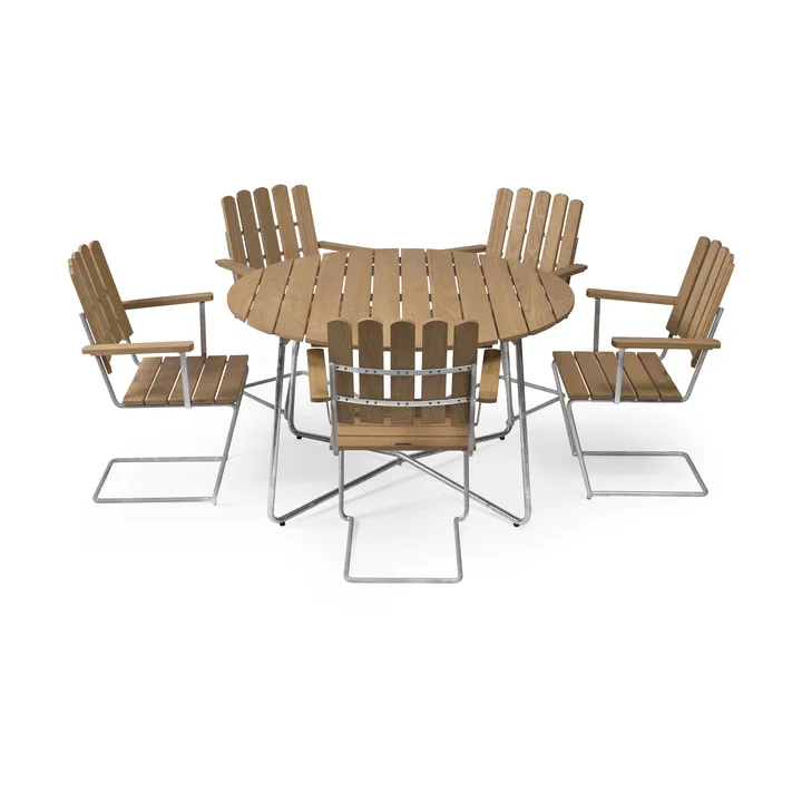 Grythyttan spisegruppe eg 9A Ø120cm + 5 stk. A2 - Grythyttan Stålmöbler