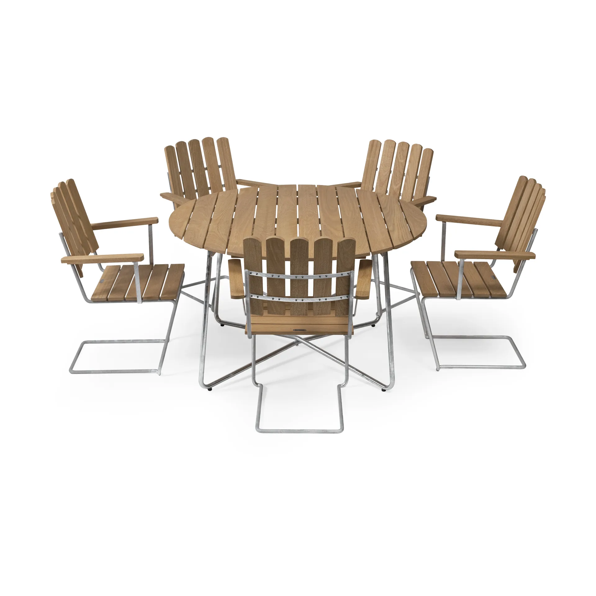 Grythyttan spisegruppe eg 9A Ø120cm + 5 stk. A2 Grythyttan Stålmöbler