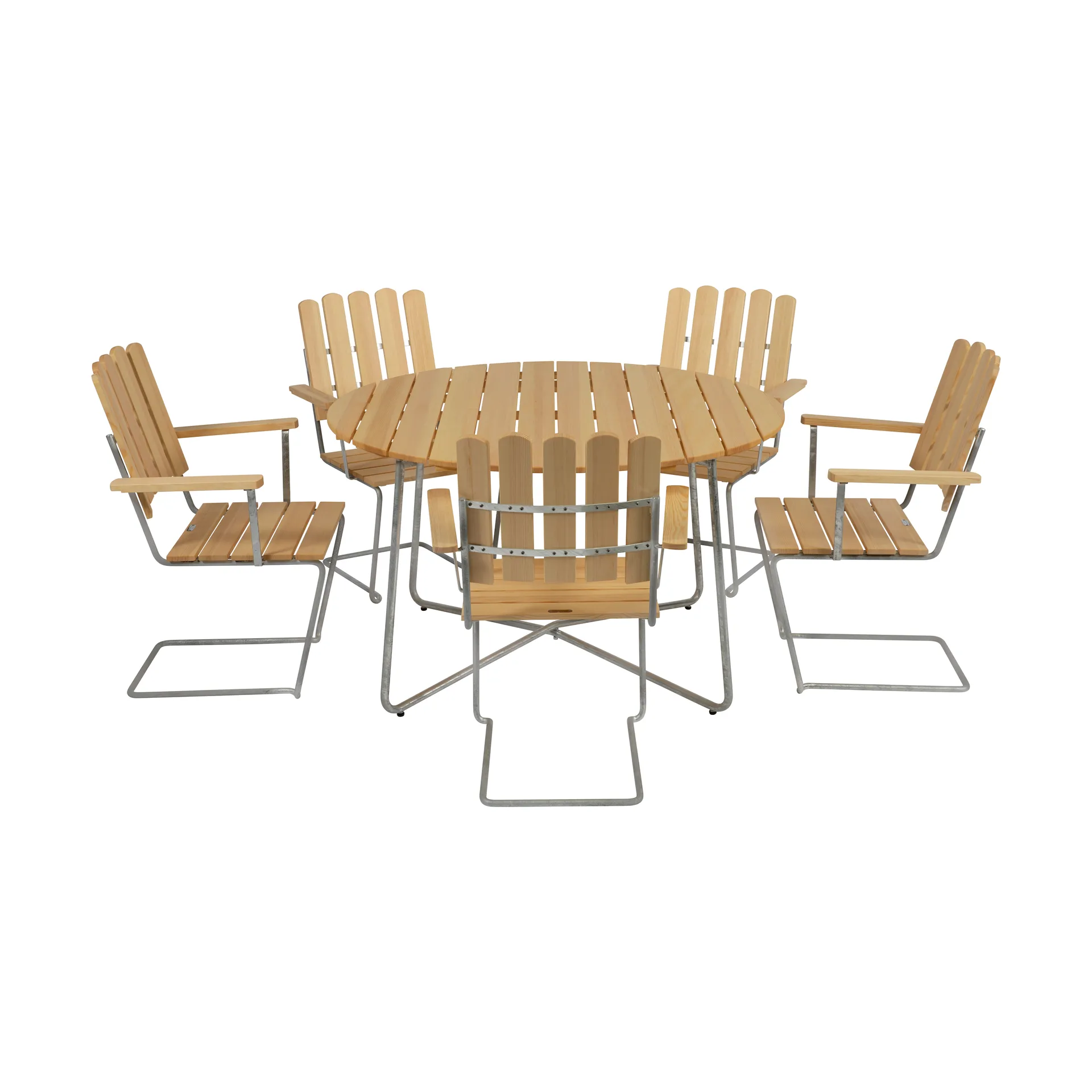 Grythyttan spisegruppe fyr 9A Ø120cm + 5 stk. A2 Grythyttan Stålmöbler