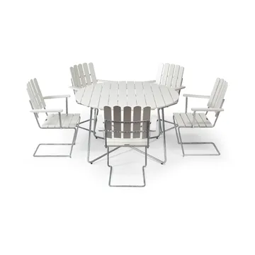 Grythyttan spisegruppe hvid 9A Ø120cm + 5 stk. A2 - Grythyttan Stålmöbler