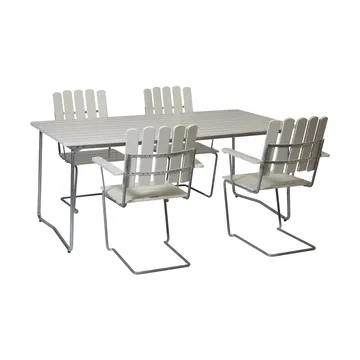 Grythyttan spisegruppe hvid B31 170 cm + 4 stk. A2 - Grythyttan Stålmöbler