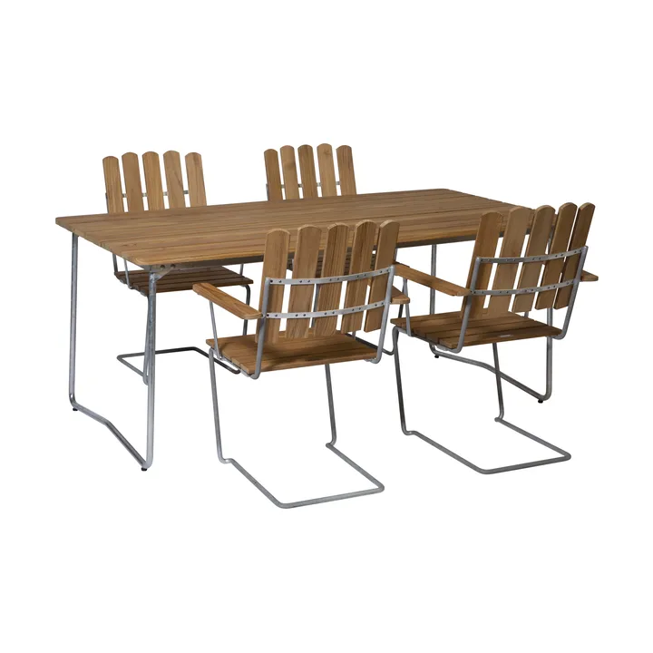 Grythyttan spisegruppe teak B31 170cm + 4 stk. A2 - Grythyttan Stålmöbler
