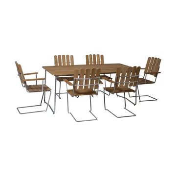 Grythyttan spisegruppe teak B31 170cm + 6 stk. A2 - Grythyttan Stålmöbler